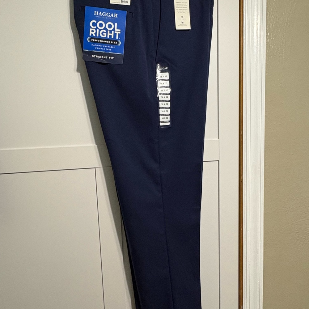 Haggar Cool Right Navy Straight Fit Dress Pants